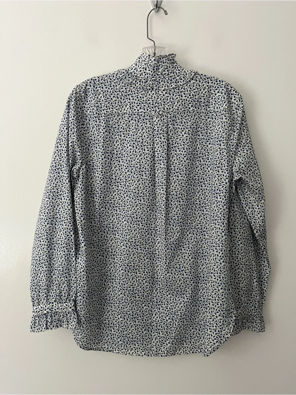 J Crew Liberty Of London Classic Fit Shirt Ed Blue Floral Ruffle Collar 6 Cotton